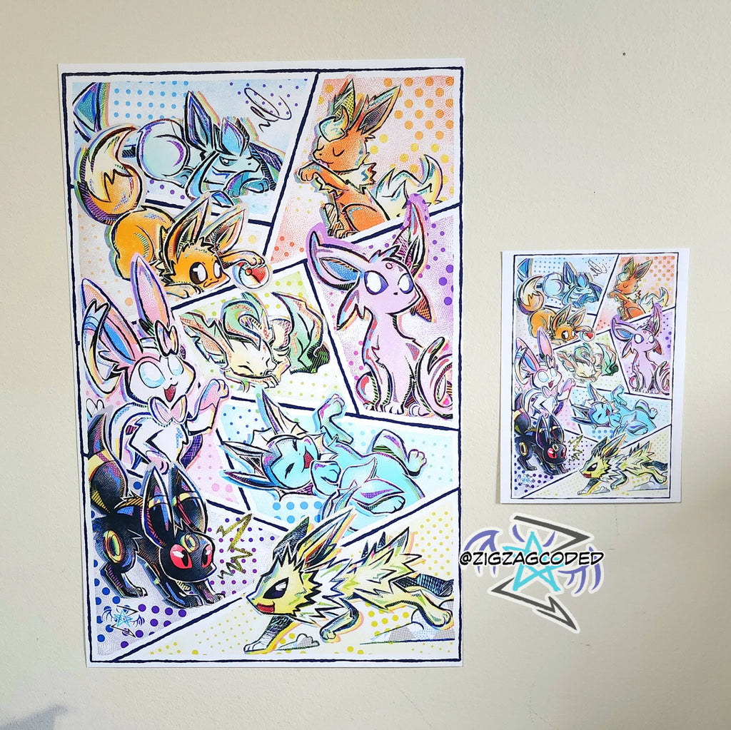 Elemental Vee Foxes Art Print