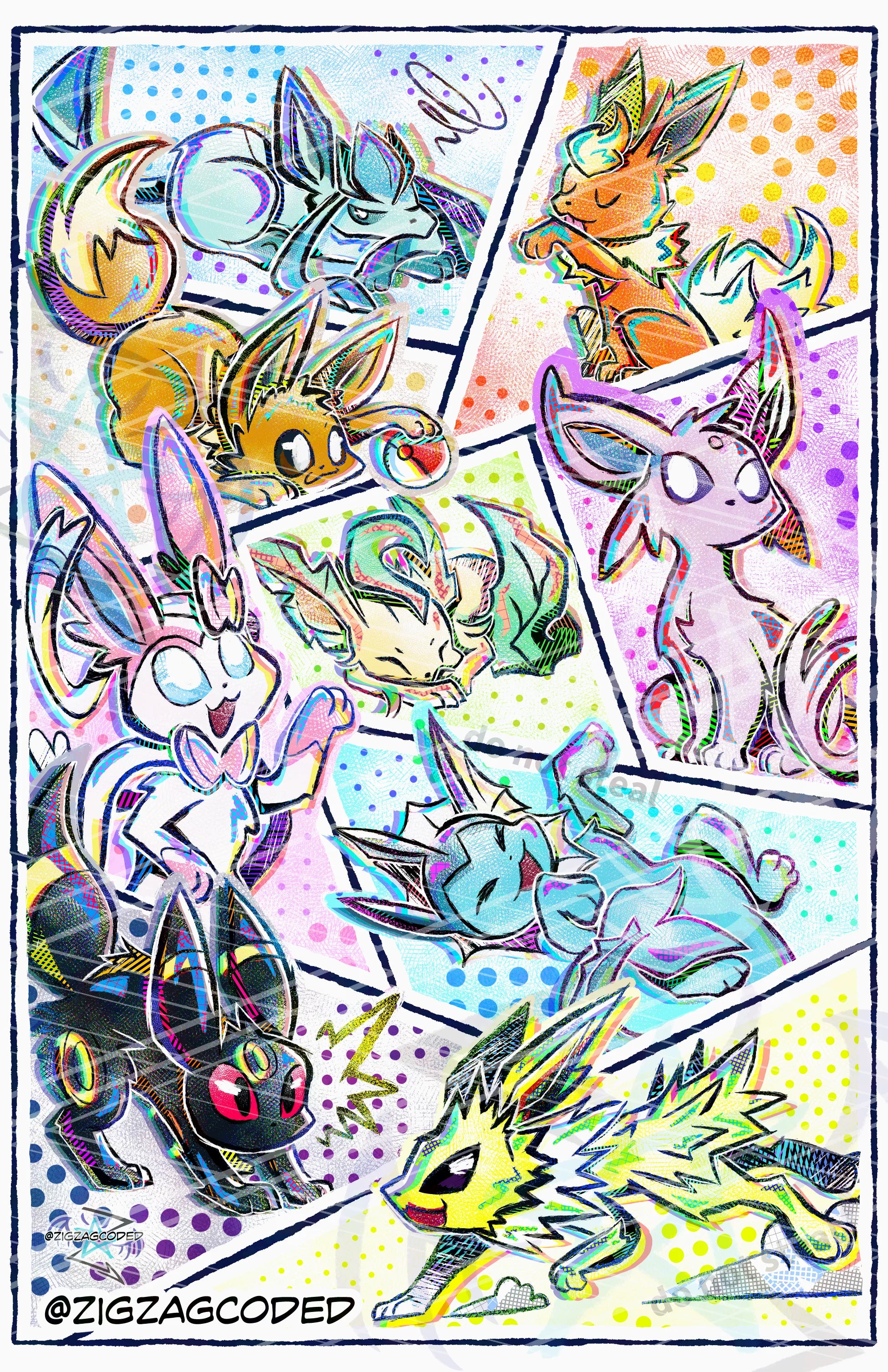 Elemental Vee Foxes Art Print