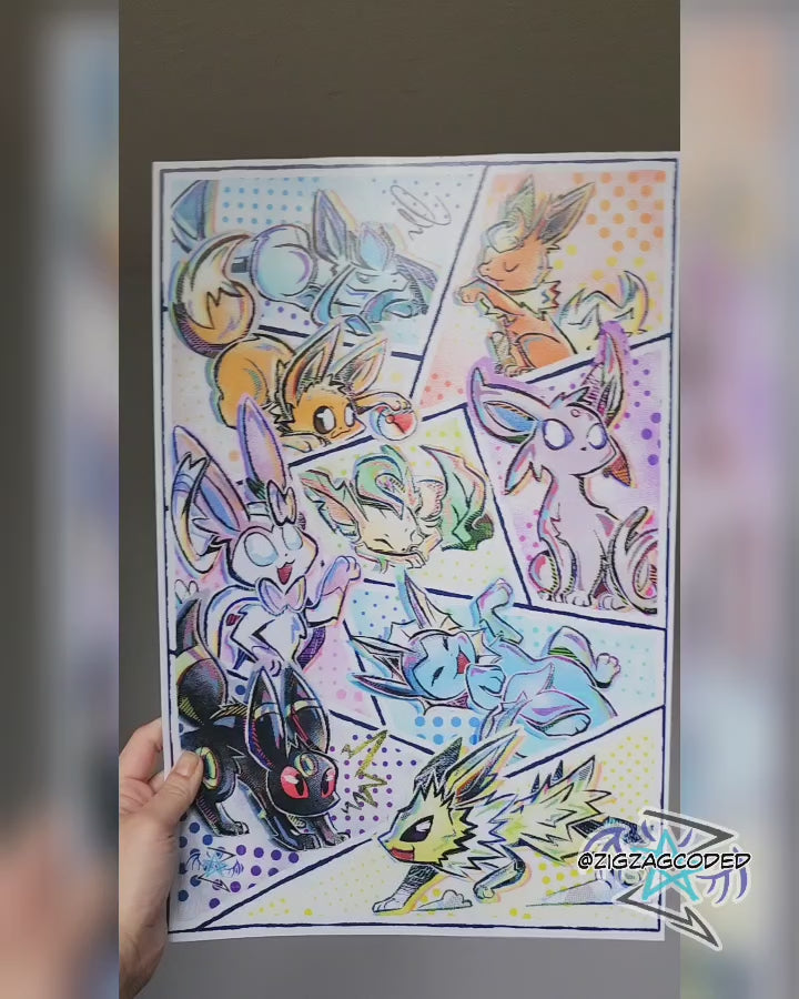Elemental Vee Foxes Animated Art Poster
